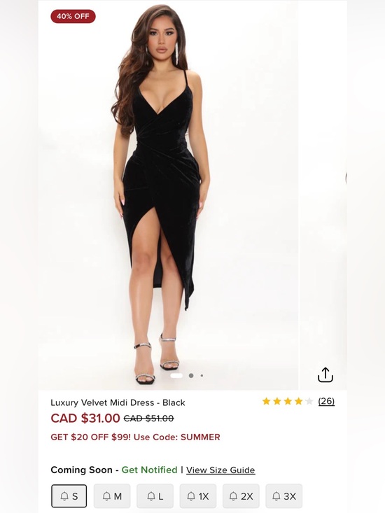 Fashion Nova Dresses & Skirts - Fashion Nova Black Velvet Midi Dress with Front Slit